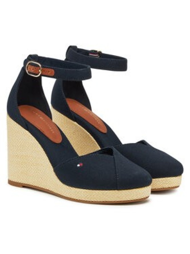 Tommy Hilfiger Półbuty Flag High Wedge Espad Closed Toe FW0FW08494 Granatowy