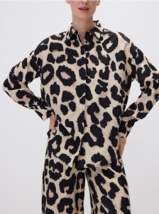 Wzorzysta koszula z wiskozy - brązowy