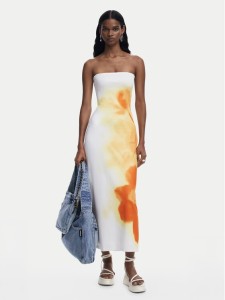 Desigual Sukienka letnia Amberes 25SWVK49 Écru Slim Fit
