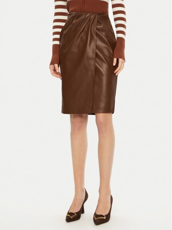 Fracomina Spódnica z imitacji skóry FS24WG1002E41201 Brązowy Regular Fit