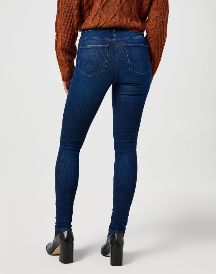 WRANGLER DAMSKIE SPODNIE JEANSOWE HIGH SKINNY SOLSTICE BLUE 112358235 W27H018359