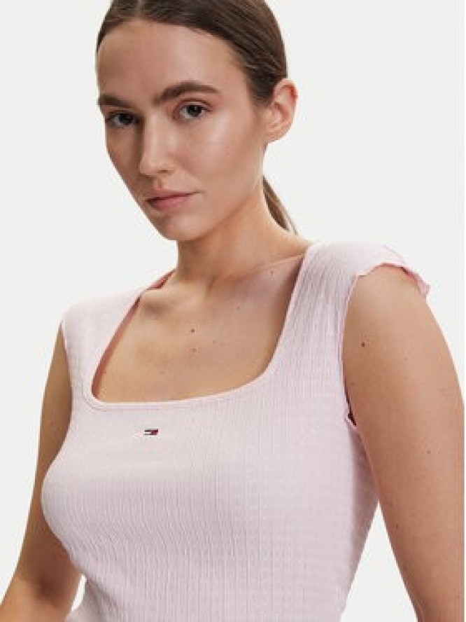 Tommy Jeans Top DW0DW22220 Różowy jasny Slim Fit