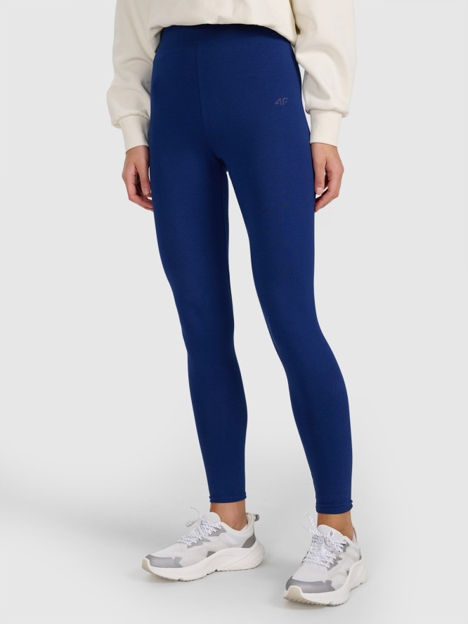 4F Legginsy dzianinowe damskie - granatowe XS