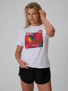 T-shirt regular z nadrukiem damski 4F 4FRSS26TTSHF4514