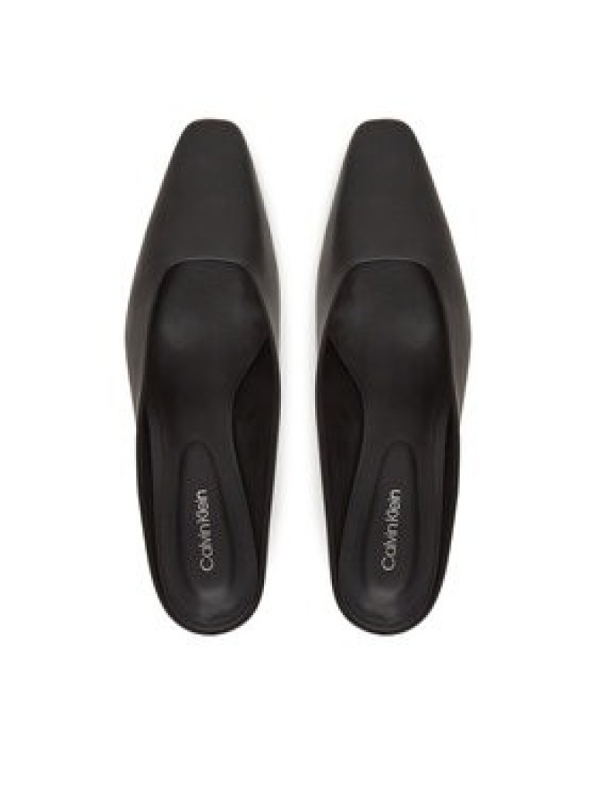 Calvin Klein Klapki Heel Mule Pump 50 - Lth HW0HW02332 Czarny