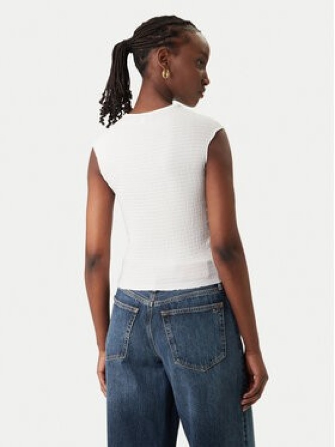 Tommy Jeans Top Smock Seersucker DW0DW22220 Biały Slim Fit