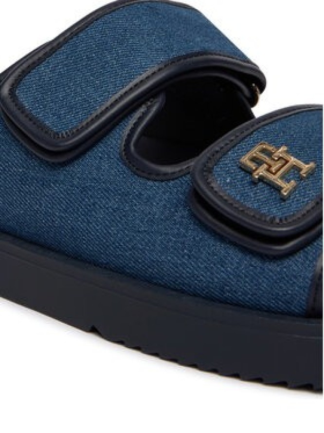 Tommy Hilfiger Klapki Double Strap Denim Sandal FW0FW09123 Niebieski