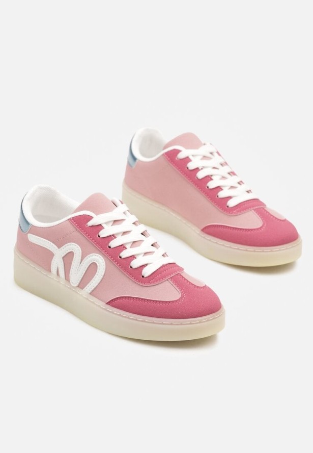 Różowe Sneakersy Kultowe Tenisówki Zdobione Abstrakcyjną Aplikacją Fendiva