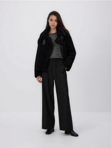 Szerokie spodnie z kantem - ciemnoszary