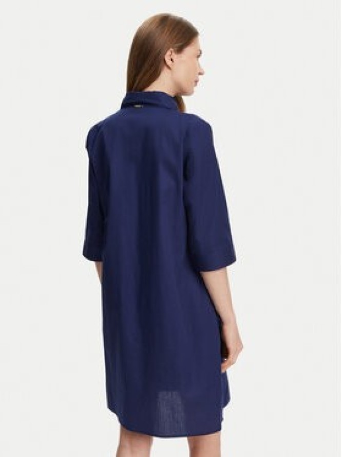 Selmark Sukienka koszulowa BM033 Granatowy Relaxed Fit
