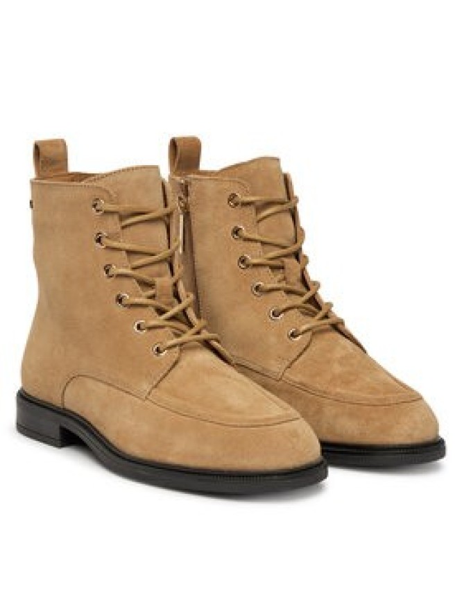 Tommy Hilfiger Trzewiki Enamel Flag Suede Lace-Up Boot FW0FW09681 Brązowy jasny