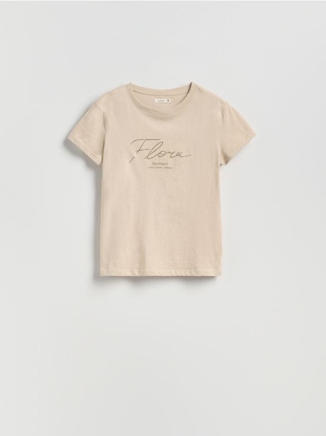 T-shirt z nadrukiem - beżowy