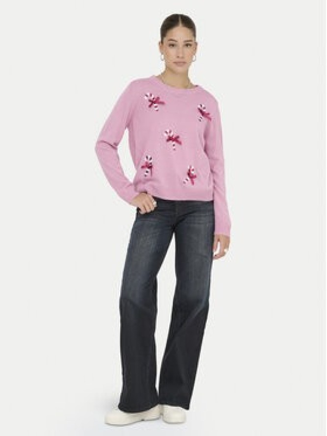 ONLY Sweter Xmas Shine 15355004 Różowy Regular Fit
