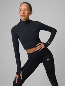 4F Longsleeve do biegania szybkoschnący damski - czarny S