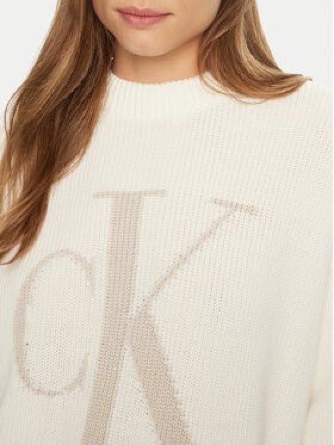 Calvin Klein Jeans Sweter Intrasia J20J224799 Écru Relaxed Fit