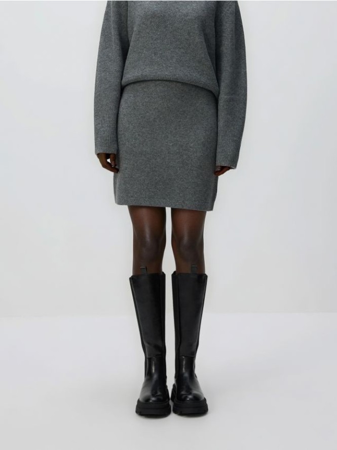 Spódnica mini z domieszką wełny - szary