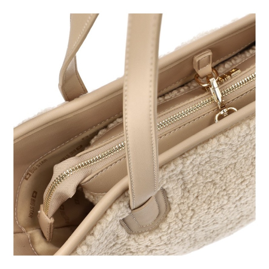 Beżowa Torebka Big Star 2w1 Damska Shopperka + Kosmetyczka