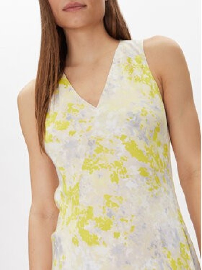Calvin Klein Sukienka letnia Print Abstract Ecovero Vn Dress LV044B059G Żółty Regular Fit