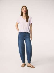 Lniany t-shirt - lawendowy
