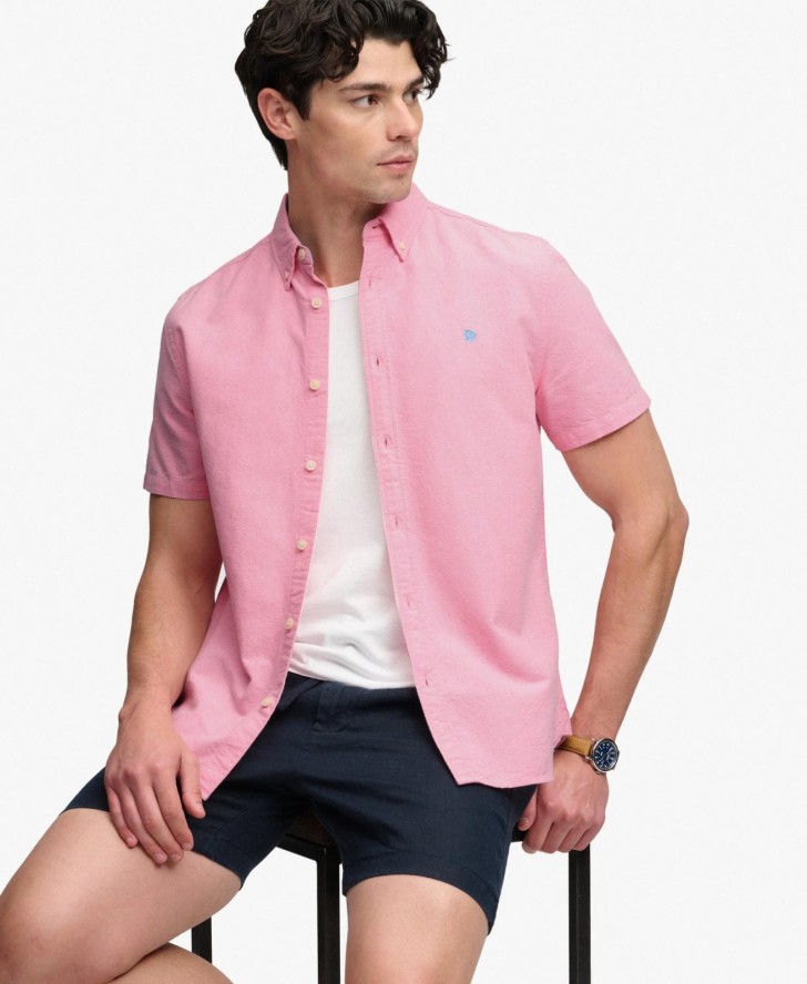 superdry Koszula Preppy Oxford krótki rękaw z bawełny organicznej