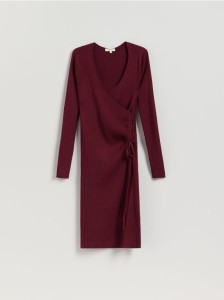 Sukienka midi z wiskozy - bordowy