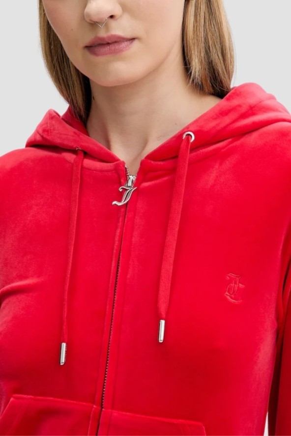 JUICY COUTURE Czerwona bluza damska Robertson Hoodie, Rozmiar L