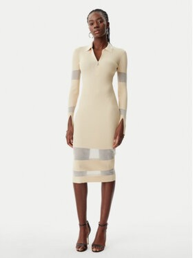 Patrizia Pepe Sukienka dzianinowa 8A1420/K078-B814 Beżowy Slim Fit