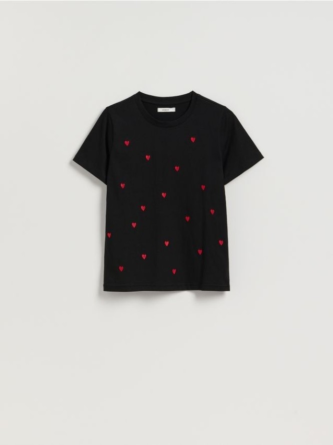 T-shirt w serca - czarny