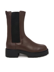 Calvin Klein Sztyblety Chunky Mid Chelsea Boot Lth YW0YW01909 Brązowy ciemny