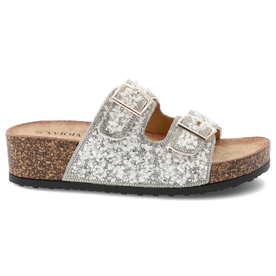 Białe Klapki Sca'Viola Eleganckie Obuwie Damskie