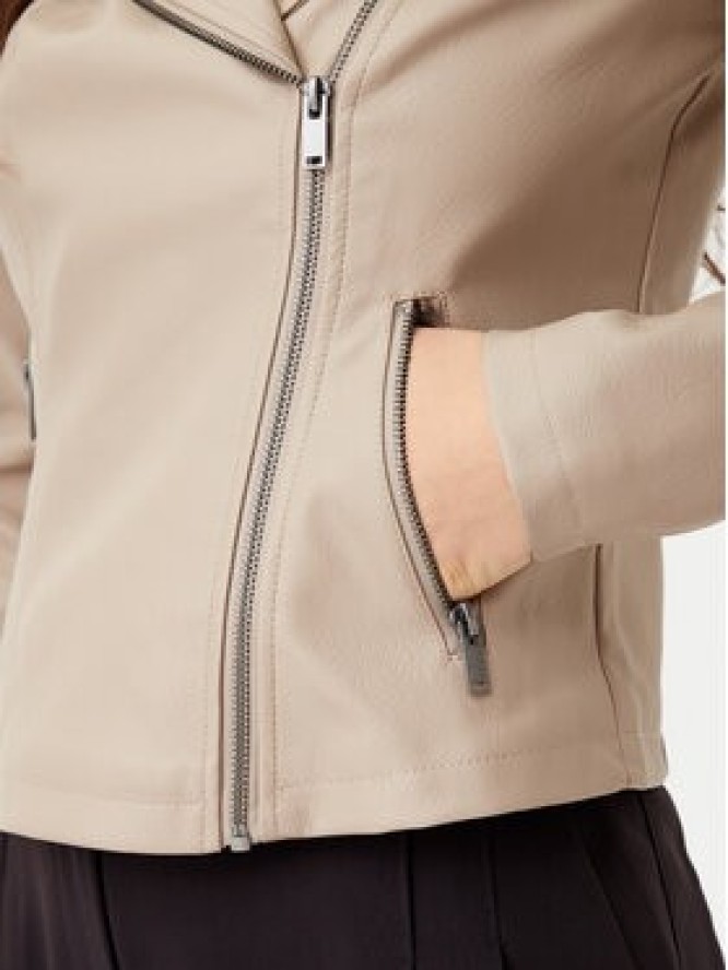 Noisy May Kurtka z imitacji skóry Rebel 27000741 Beżowy Slim Fit
