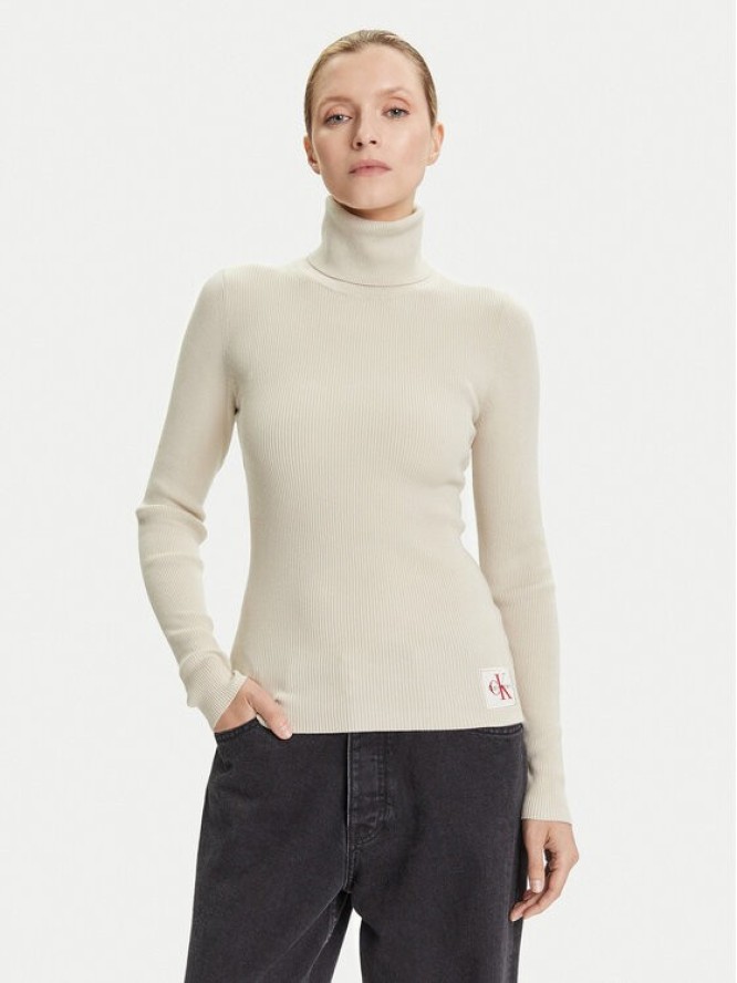 Calvin Klein Jeans Golf LV047D350G Beżowy Regular Fit