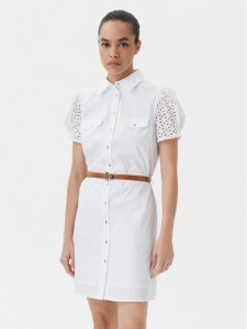 Fracomina Sukienka koszulowa FR25SD1009W682V8 Biały Slim Fit