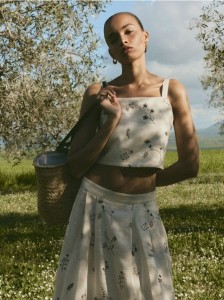 Spódnica midi z dodatkiem lnu - beżowy