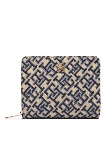 Tommy Hilfiger Portfel Th Icon Med Za W/ Flap Jacquard AW0AW18759 Niebieski