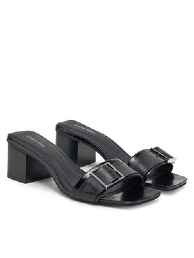 Calvin Klein Klapki Heel Mule 50 W/Buckle - Lth HW0HW02478 Czarny