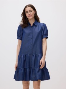 Sukienka mini z kołnierzykiem - niebieski