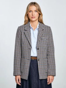 Marynarka damska slim w pepitkę z dodatkiem wełny Neida 000