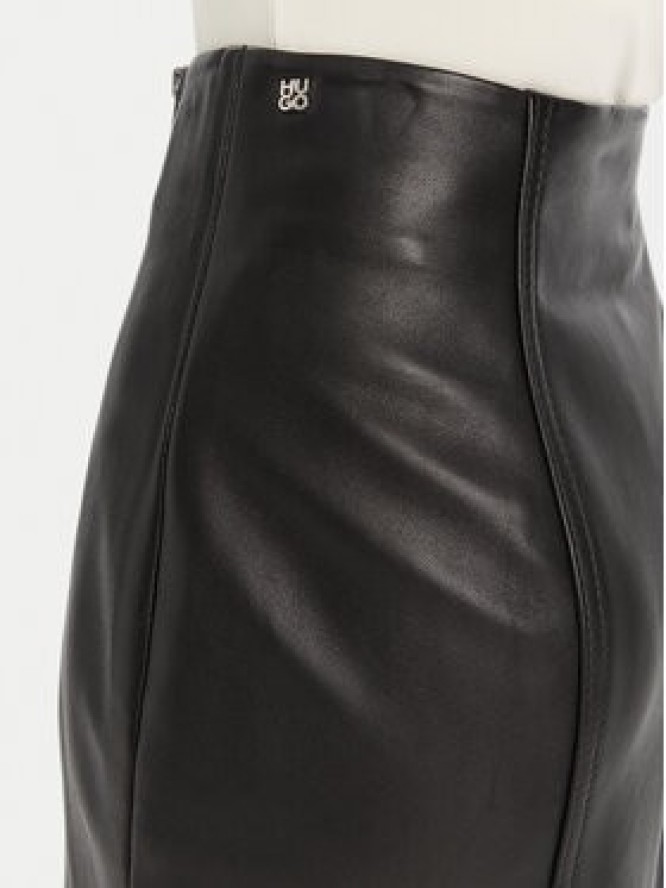 HUGO Spódnica skórzana Leomira 50542308 Czarny Regular Fit