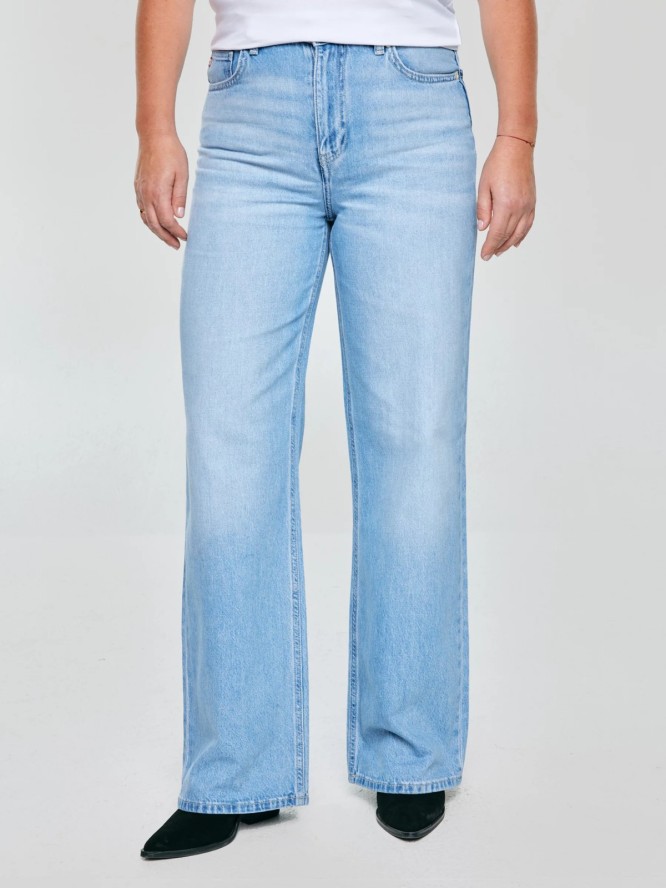 Jeansy damskie z szeroką nogawką niebieskie Atrea 195