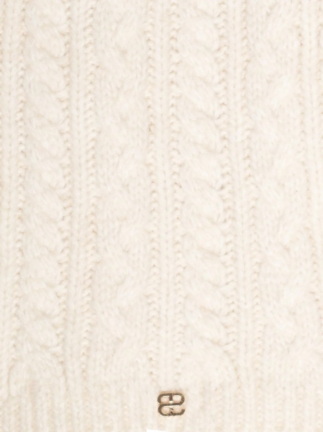 Szalik damski z dekoracyjnym splotem kremowy Caroles 103