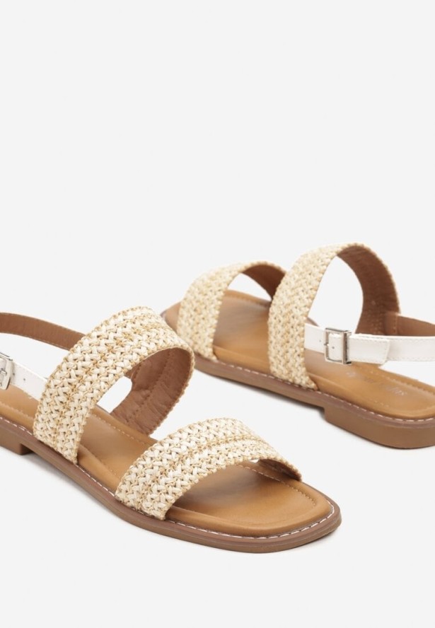 Beżowe Sandały z Ozdobną Plecionką Tolimara