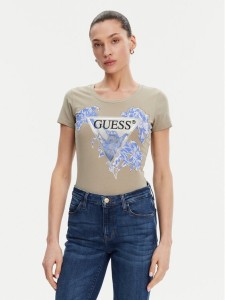 Guess T-Shirt W5GI08 J1314 Khaki Slim Fit