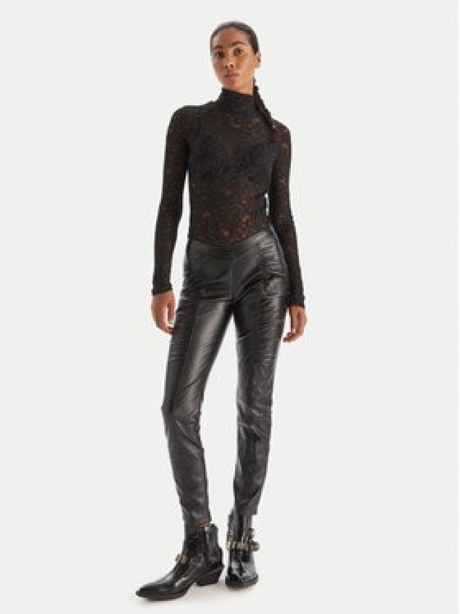 PINKO Spodnie z imitacji skóry Panelle 105375 A2P5 Czarny Slim Fit
