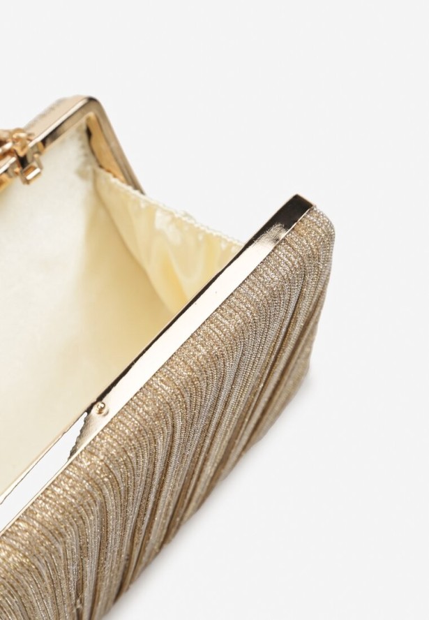 Złota Brokatowa Torebka Kopertówka z Rączką Agerria
