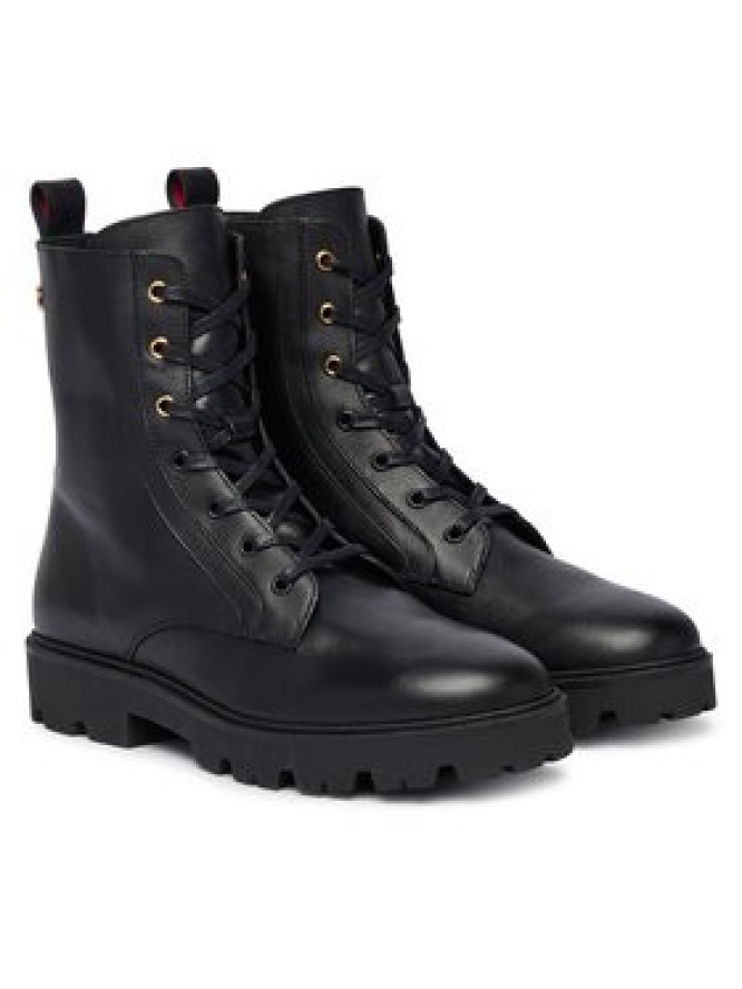Tommy Hilfiger Trzewiki TH Stud Leather Lace-Up Boot FW0FW09571 Czarny