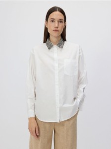 Koszula z ozdobnym kołnierzem - biały