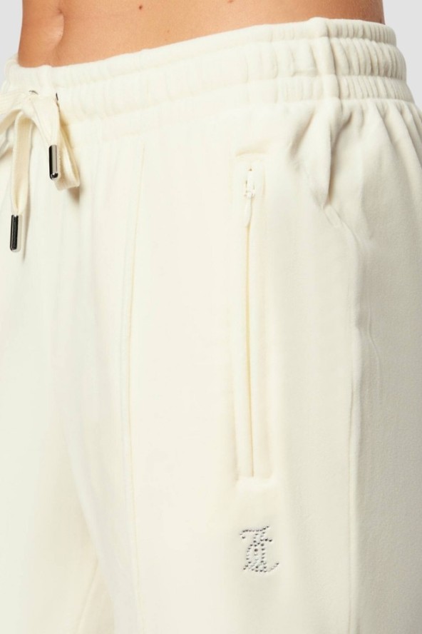 JUICY COUTURE Kremowe spodnie dresowe damskie z cyrkoniami Tina, Rozmiar XS