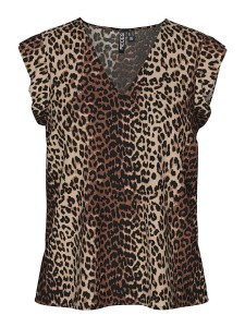 Pieces Koszulka "Nya" w kolorze brązowo-beżowym rozmiar: XS