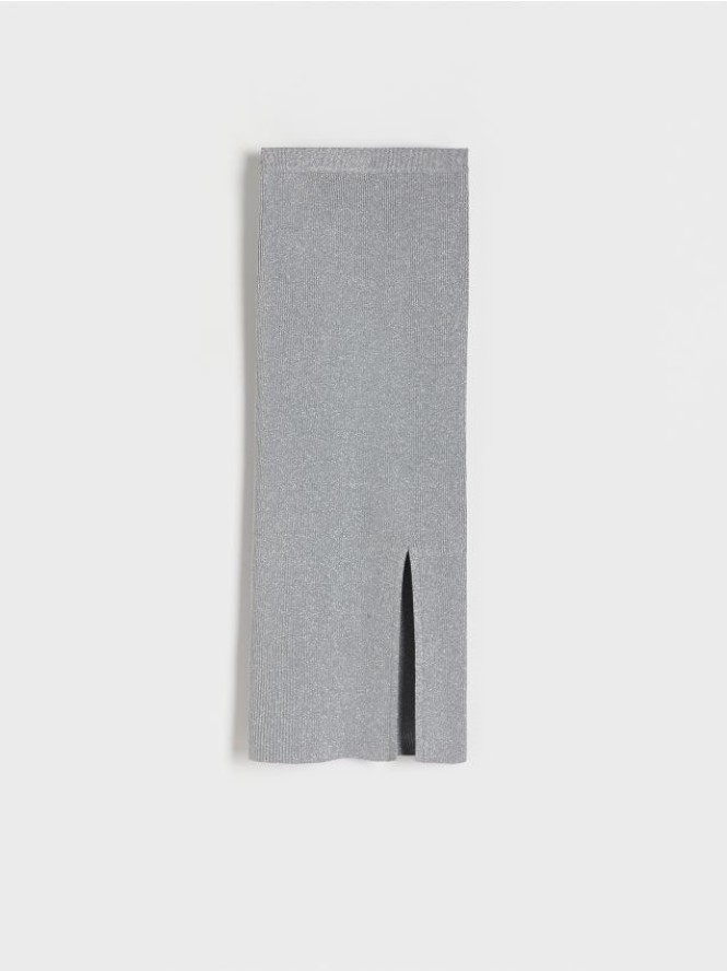 Spódnica midi z metalizowaną nicią - jasnoszary